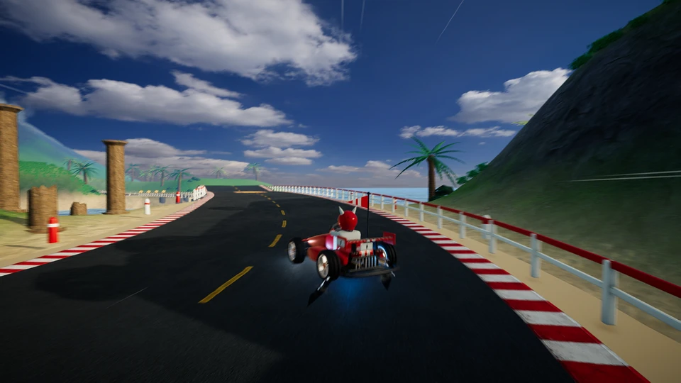 Wildlap racing through a bright tropical landscape